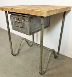 Graue industrielle Vintage Werkbank, 1960er