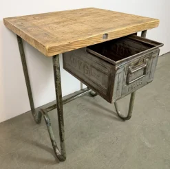 Graue industrielle Vintage Werkbank, 1960er