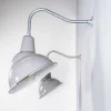 Grau emaillierte industrielle parabolische Lampen von Benjamin Crysteel, 1950er, 2er Set