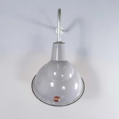 Grau emaillierte industrielle parabolische Lampen von Benjamin Crysteel, 1950er, 2er Set