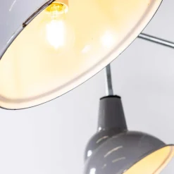 Grau emaillierte industrielle parabolische Lampen von Benjamin Crysteel, 1950er, 2er Set