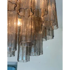 Grauer italienischer Tronchi Kronleuchter aus Kunstglas von Simoeng für Simoeng