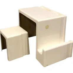 Grauweißer Kinderschreibtisch und Hocker aus Kunststoff, 1970er, 2er Set