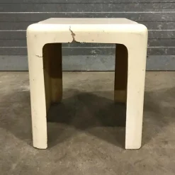 Grauweißer Kinderschreibtisch und Hocker aus Kunststoff, 1970er, 2er Set