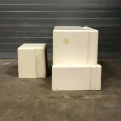 Grauweißer Kinderschreibtisch und Hocker aus Kunststoff, 1970er, 2er Set