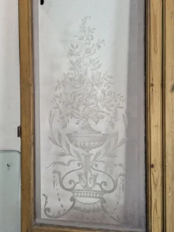 Gravierte Glastüren, frühes 20. Jh., 2er Set