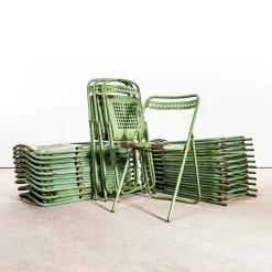 Grüne brutalistische französische Gartenstühle aus Metall, 1970er, 6er Set