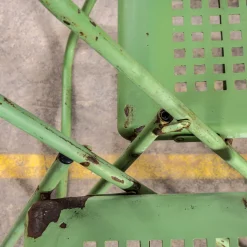Grüne brutalistische französische Gartenstühle aus Metall, 1970er, 6er Set