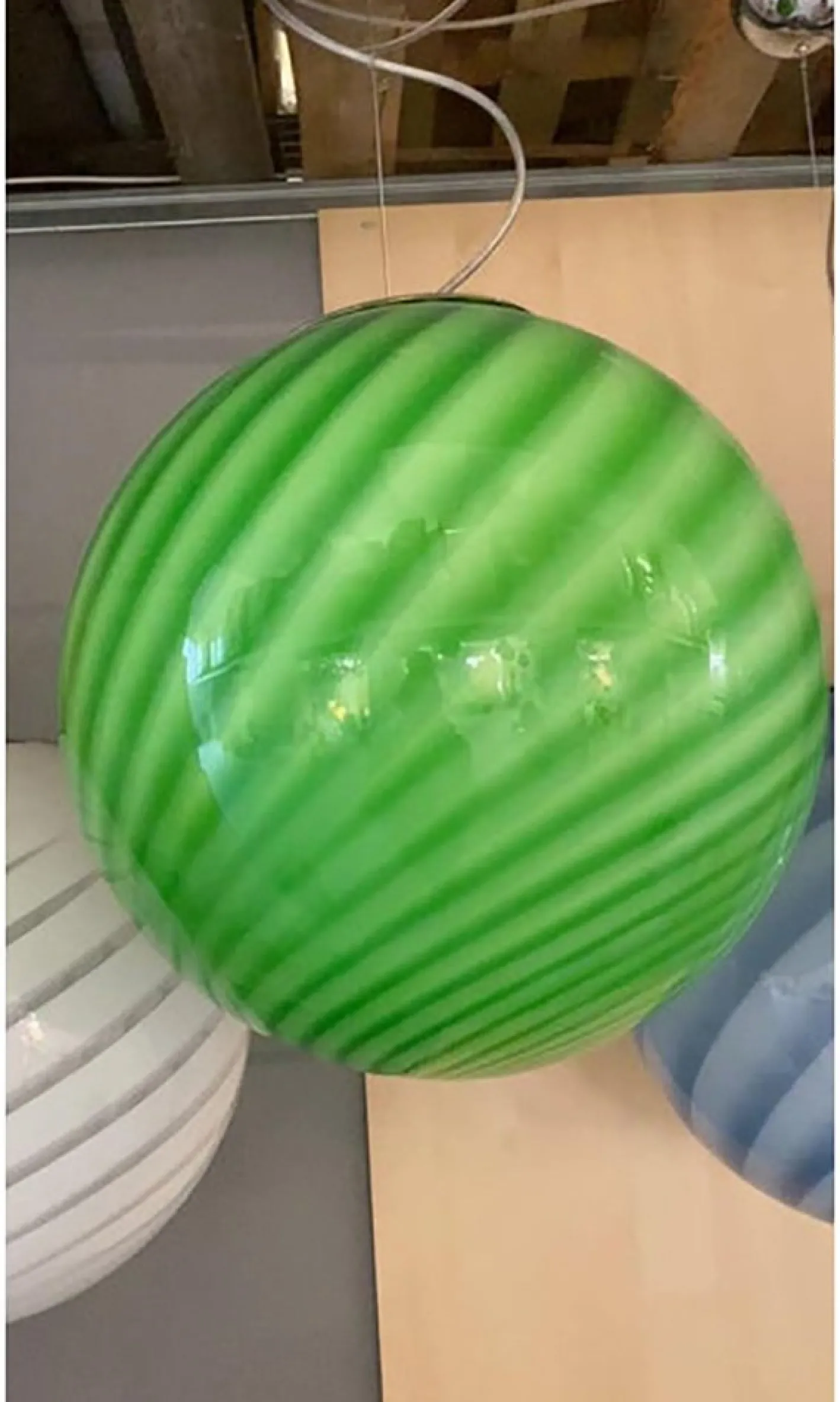 Grüne Hängelampe aus Muranoglas von Simoeng