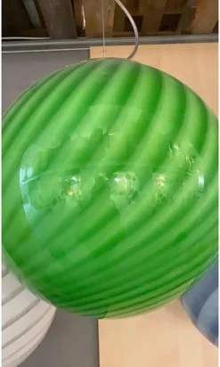 Grüne Hängelampe aus Muranoglas von Simoeng