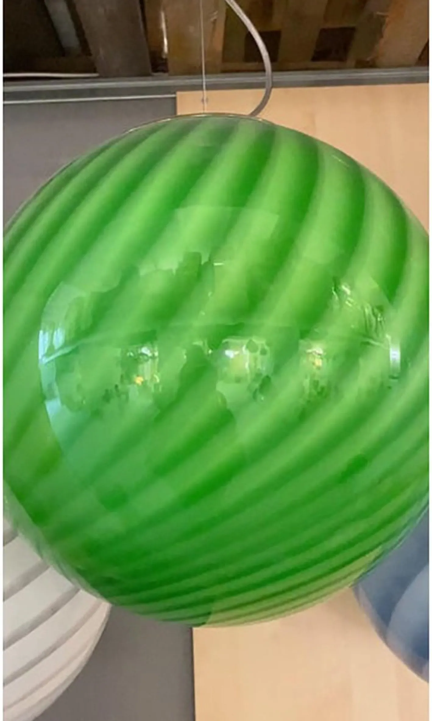 Grüne Hängelampe aus Muranoglas von Simoeng