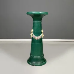 Grüne Italienische Keramiksäulen im Imperial Stil, 1930er, 2er Set