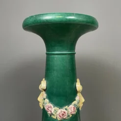 Grüne Italienische Keramiksäulen im Imperial Stil, 1930er, 2er Set