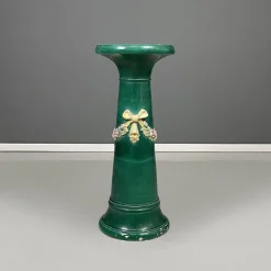 Grüne Italienische Keramiksäulen im Imperial Stil, 1930er, 2er Set