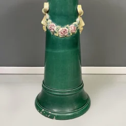 Grüne Italienische Keramiksäulen im Imperial Stil, 1930er, 2er Set