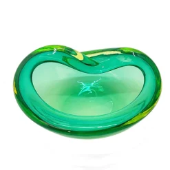Grüne italienische Mid-Century Sommerso Schale aus Muranoglas von Flavio Poli, 1960er