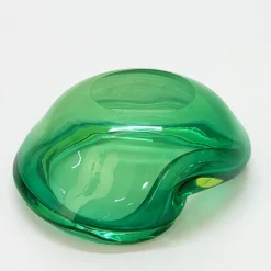 Grüne italienische Mid-Century Sommerso Schale aus Muranoglas von Flavio Poli, 1960er