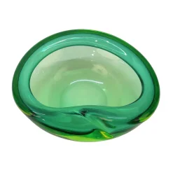 Grüne italienische Mid-Century Sommerso Schale aus Muranoglas von Flavio Poli, 1960er