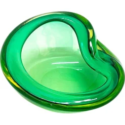 Grüne italienische Mid-Century Sommerso Schale aus Muranoglas von Flavio Poli, 1960er
