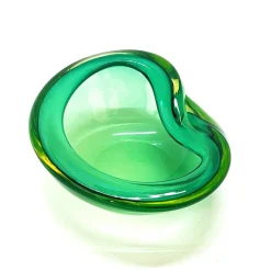 Grüne italienische Mid-Century Sommerso Schale aus Muranoglas von Flavio Poli, 1960er