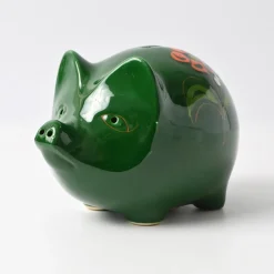 Grüne italienische Vintage Spardose mit Schwein von Sica / Sicart, 1970er