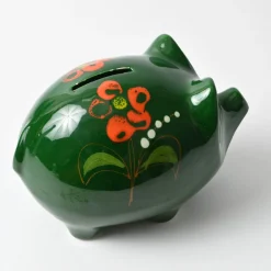 Grüne italienische Vintage Spardose mit Schwein von Sica / Sicart, 1970er