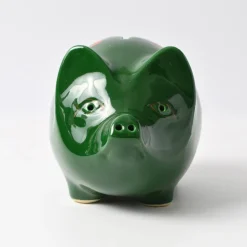 Grüne italienische Vintage Spardose mit Schwein von Sica / Sicart, 1970er