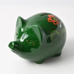 Grüne italienische Vintage Spardose mit Schwein von Sica / Sicart, 1970er