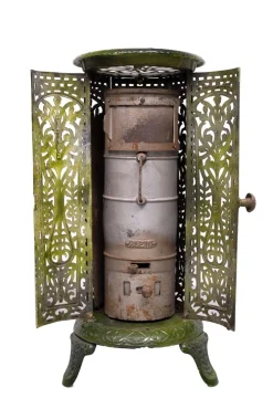 Grün emaillierter französischer Ofen aus Gusseisen, 19. Jh., 1890er
