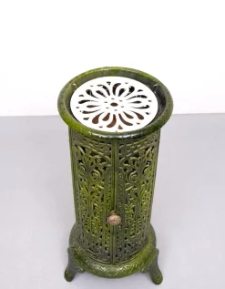 Grün emaillierter französischer Ofen aus Gusseisen, 19. Jh., 1890er