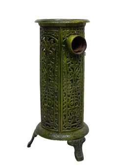 Grün emaillierter französischer Ofen aus Gusseisen, 19. Jh., 1890er