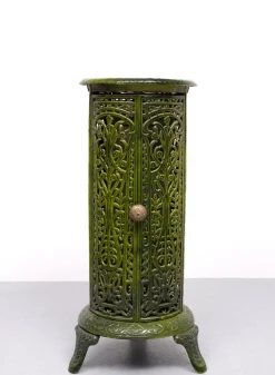 Grün emaillierter französischer Ofen aus Gusseisen, 19. Jh., 1890er