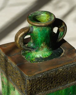 Grüne marokkanische Tamegroute Vase von Holomua