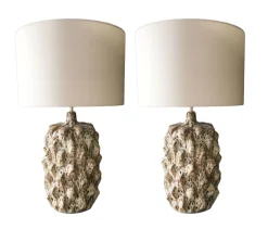 Grüne Mid-Century Tischlampen aus glasierter Keramik von Porta Romana, 2er Set