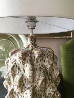 Grüne Mid-Century Tischlampen aus glasierter Keramik von Porta Romana, 2er Set