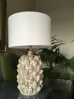 Grüne Mid-Century Tischlampen aus glasierter Keramik von Porta Romana, 2er Set