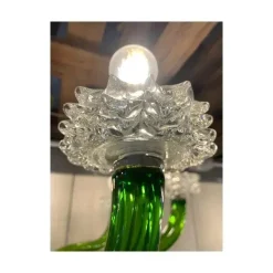 Grüner Kronleuchter aus Muranoglas mit durchsichtigen Rostrato Leuchten von Simoeng