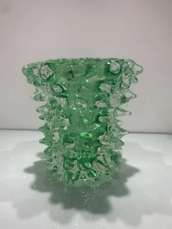 Grüne Rostrato Murano Glasvase von Simeng