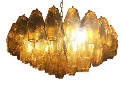 Grüner Poliedro Murano Glas Kronleuchter mit goldenem Metall von Simoeng