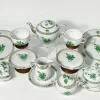 Grünes Apponyi Teeservice aus grünem Porzellan von Herend Hungary, 10er Set