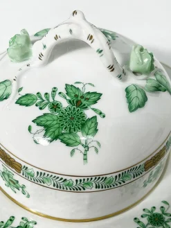 Grünes Apponyi Teeservice aus grünem Porzellan von Herend Hungary, 10er Set