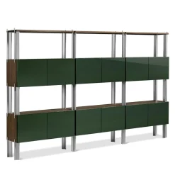Grünes Flexor Bücherregal aus Holz & Metall von Gio Ponti