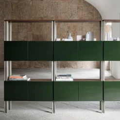 Grünes Flexor Bücherregal aus Holz & Metall von Gio Ponti
