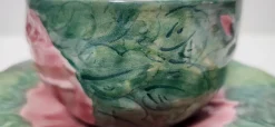 Grüne Tee- oder Kaffeetassen aus Steingut mit Blumenmotiven von Zaccagnini, 1940er, 4er Set