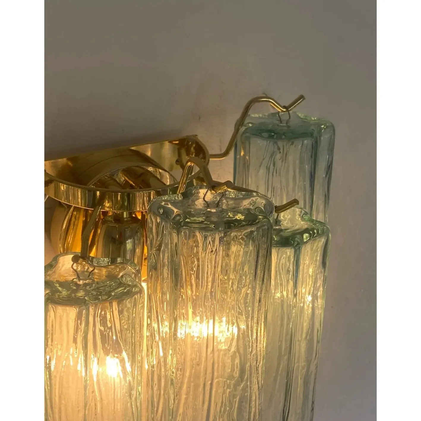 Grüne Tronchi Wandleuchten aus Muranoglas, 2er Set