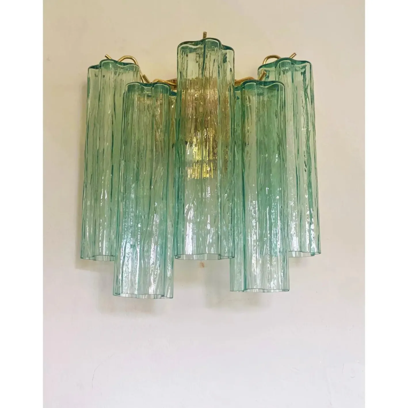 Grüne Tronchi Wandleuchten aus Muranoglas, 2er Set