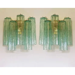Grüne Tronchi Wandleuchten aus Muranoglas, 2er Set