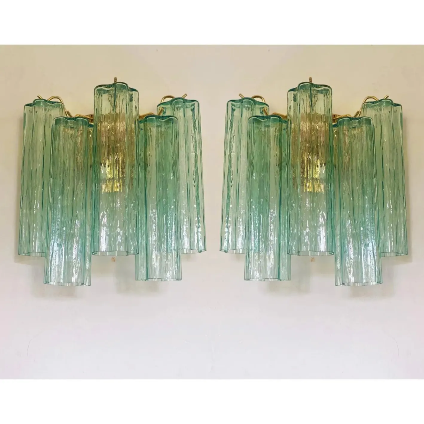 Grüne Tronchi Wandleuchten aus Muranoglas, 2er Set