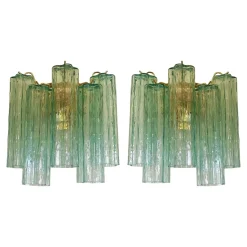 Grüne Tronchi Wandleuchten aus Muranoglas, 2er Set
