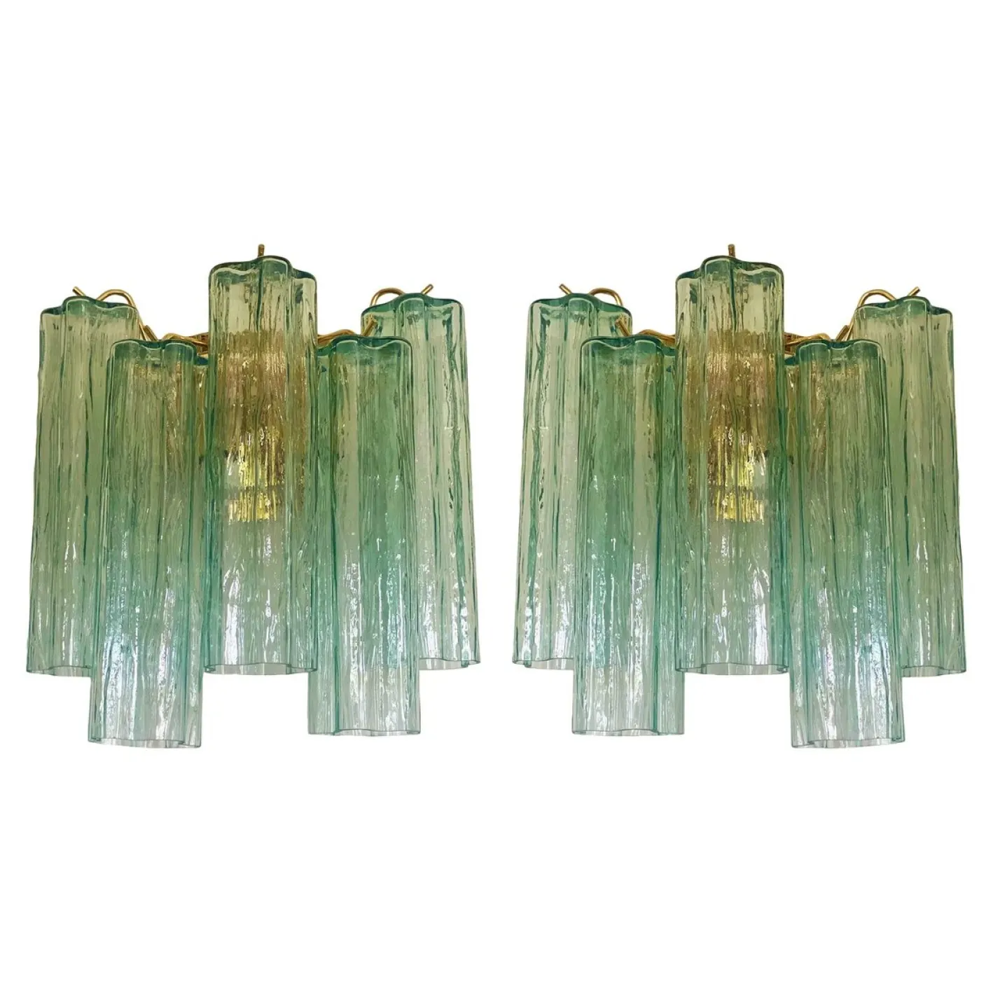 Grüne Tronchi Wandleuchten aus Muranoglas, 2er Set
